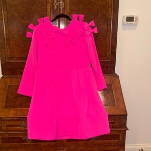 Tuckernuck x Cameran Eubanks Wimberly Hot Pink Bow Long Sleeve Mini Dress NWT